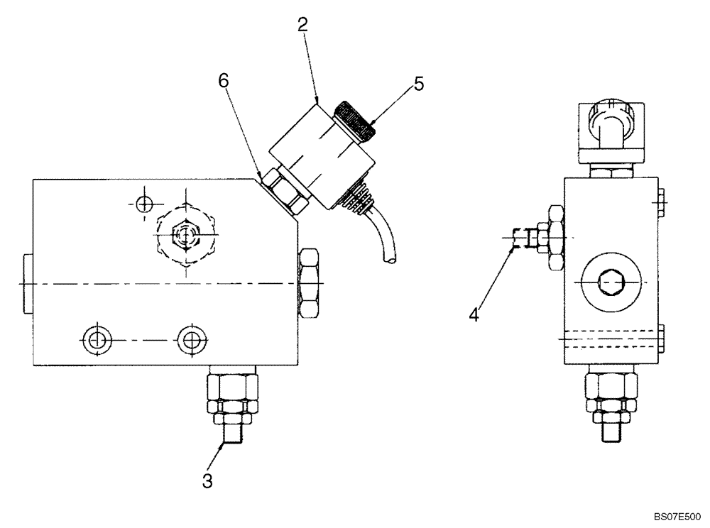 Схема запчастей Case 580M - (08-23B) - VALVE ASSY - AUXILIARY UNI-DIRECTIONAL (WITHOUT PILOT CONTROLS) (08) - HYDRAULICS