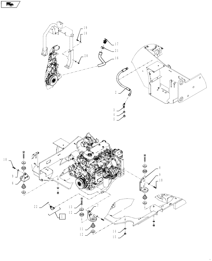 Схема запчастей Case 521F - (10.001.03) - ENGINE MOUNTING (10) - ENGINE