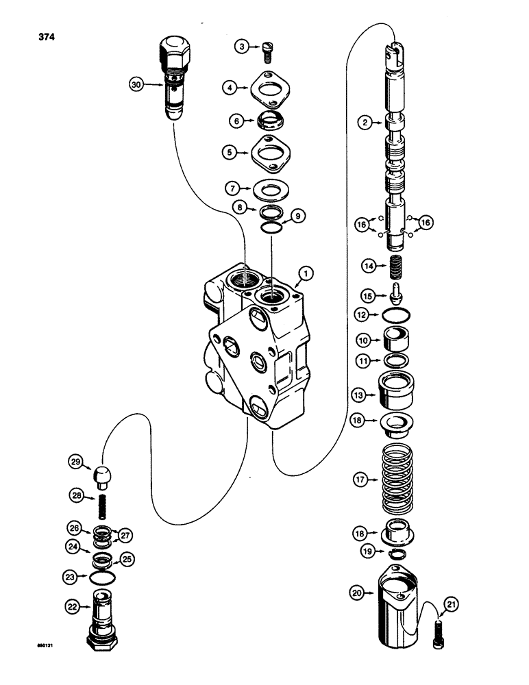 Схема запчастей Case 580SD - (374) - THREE-POINT HITCH CONTROL VALVE, LIFT SECTION (08) - HYDRAULICS