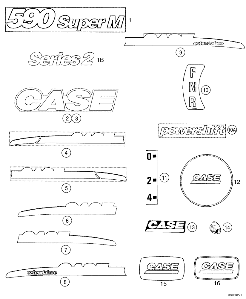 Схема запчастей Case 590SM - (09-71) - DECALS (09) - CHASSIS/ATTACHMENTS