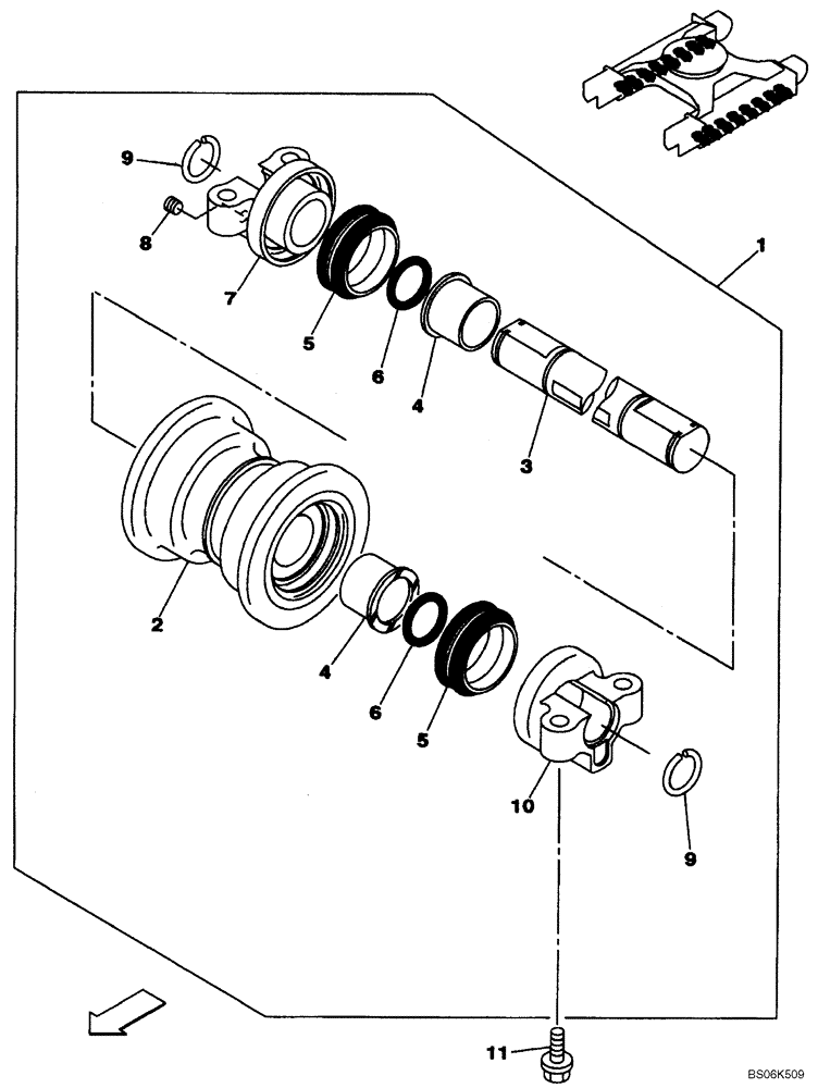 Схема запчастей Case CX210BLR - (05-10) - TRACK - ROLLER, LOWER (11) - TRACKS/STEERING