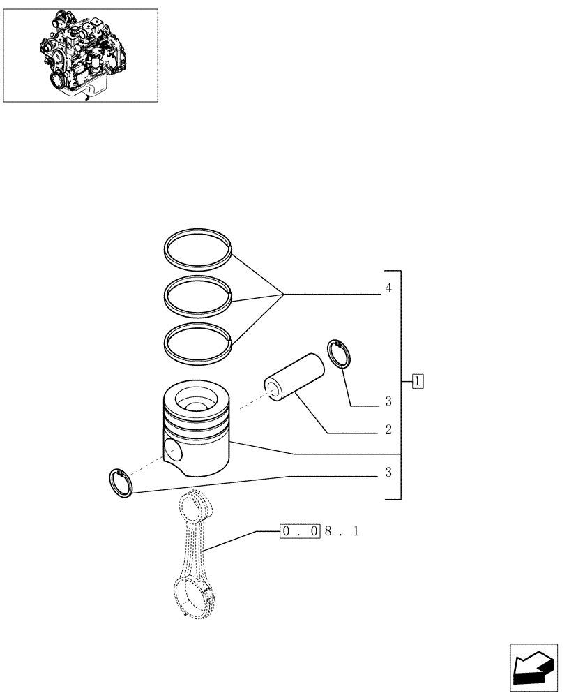 Схема запчастей Case F4DFE613G - (0.08.2[01]) - PISTON - ENGINE (504071852) 