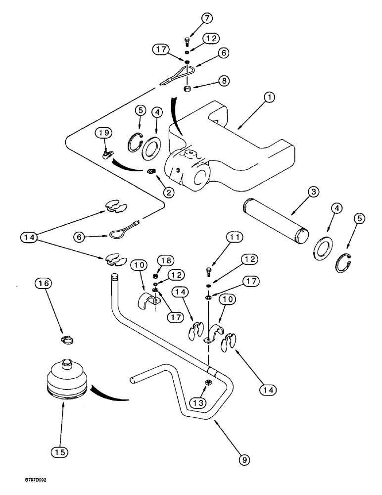 Схема запчастей Case 570LXT - (9-040) - BOOM LATCH (09) - CHASSIS/ATTACHMENTS