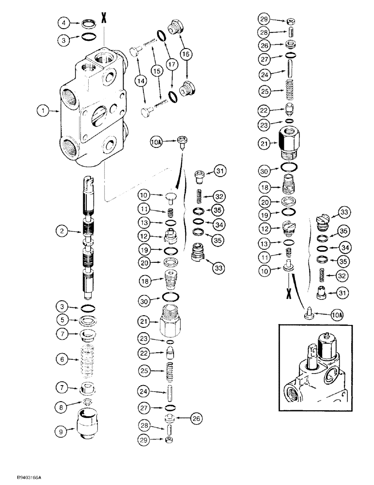 Схема запчастей Case 480F - (8-092) - BACKHOE CONTROL VALVE, SWING SECTION (08) - HYDRAULICS