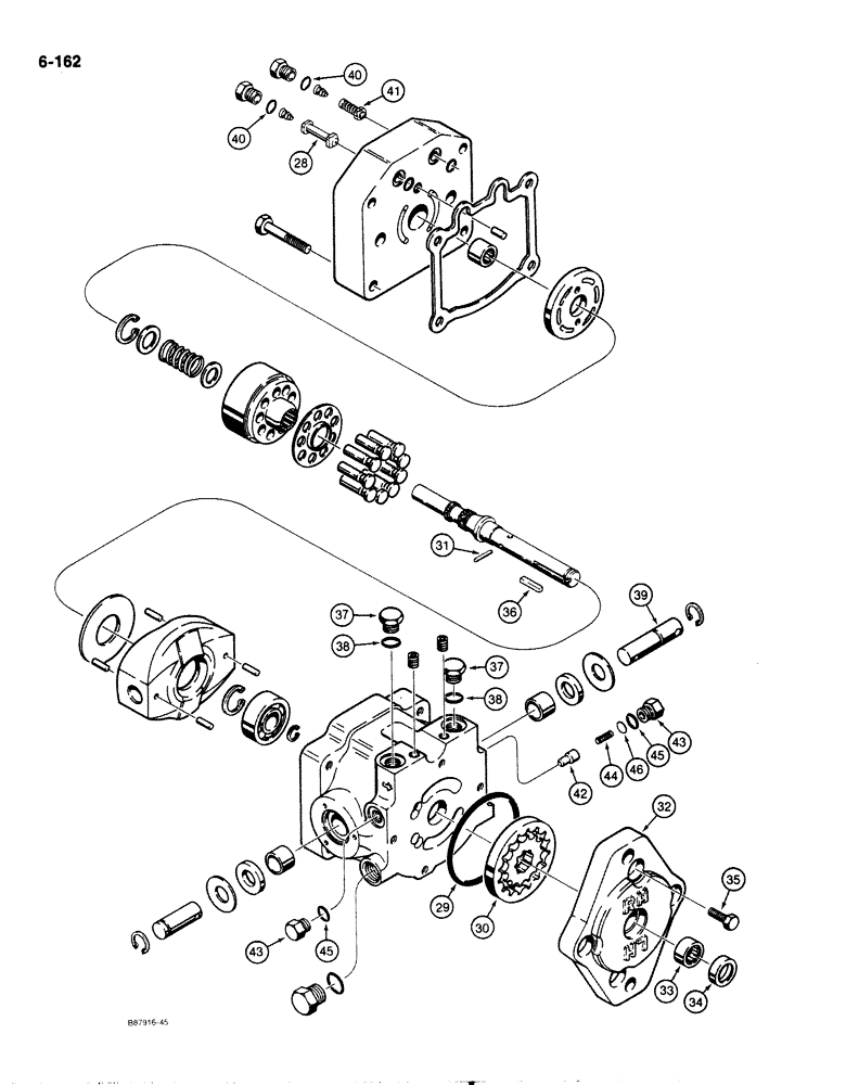 Схема запчастей Case 1818 - (6-162) - VARIABLE DISPLACEMENT PUMP, DIESEL MODELS ONLY (06) - POWER TRAIN