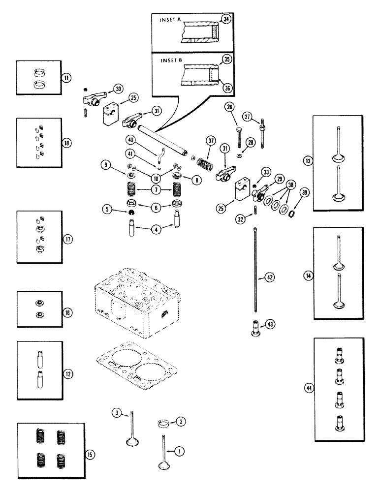 Схема запчастей Case 680CK - (044) - VALVES AND VALVE MECHANISM, (251) SPARK IGNITION ENGINE (10) - ENGINE