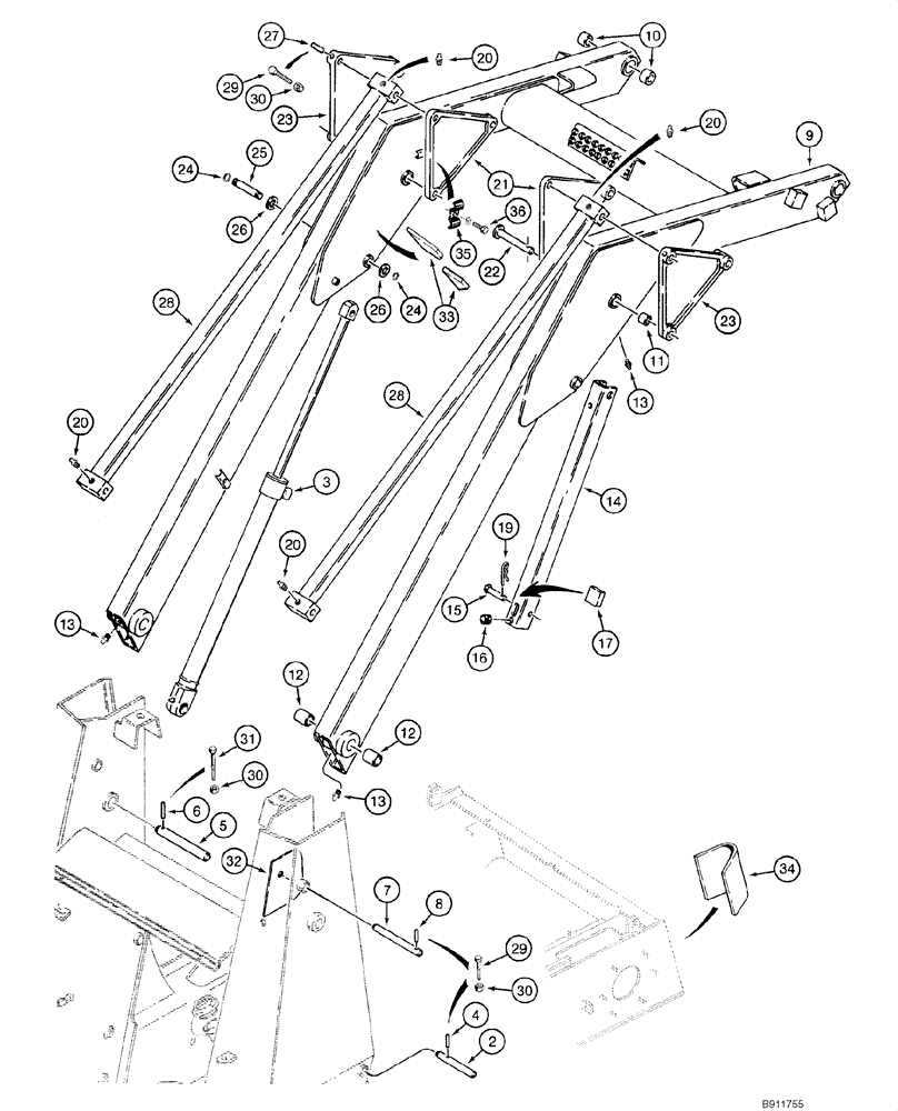 Схема запчастей Case 1845C - (09-01) - LOADER LIFT - FRAME (09) - CHASSIS/ATTACHMENTS