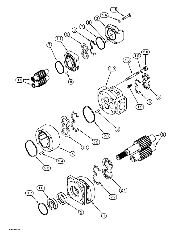 Схема запчастей Case 580SL - (8-082) - EQUIPMENT HYDRAULIC PUMP (08) - HYDRAULICS