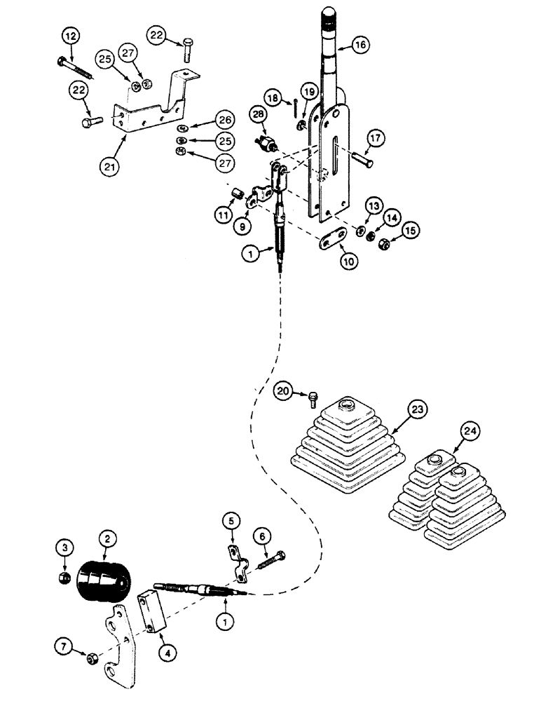 Схема запчастей Case 580SK - (7-12) - PARKING BRAKE LEVER AND LINKAGE (07) - BRAKES