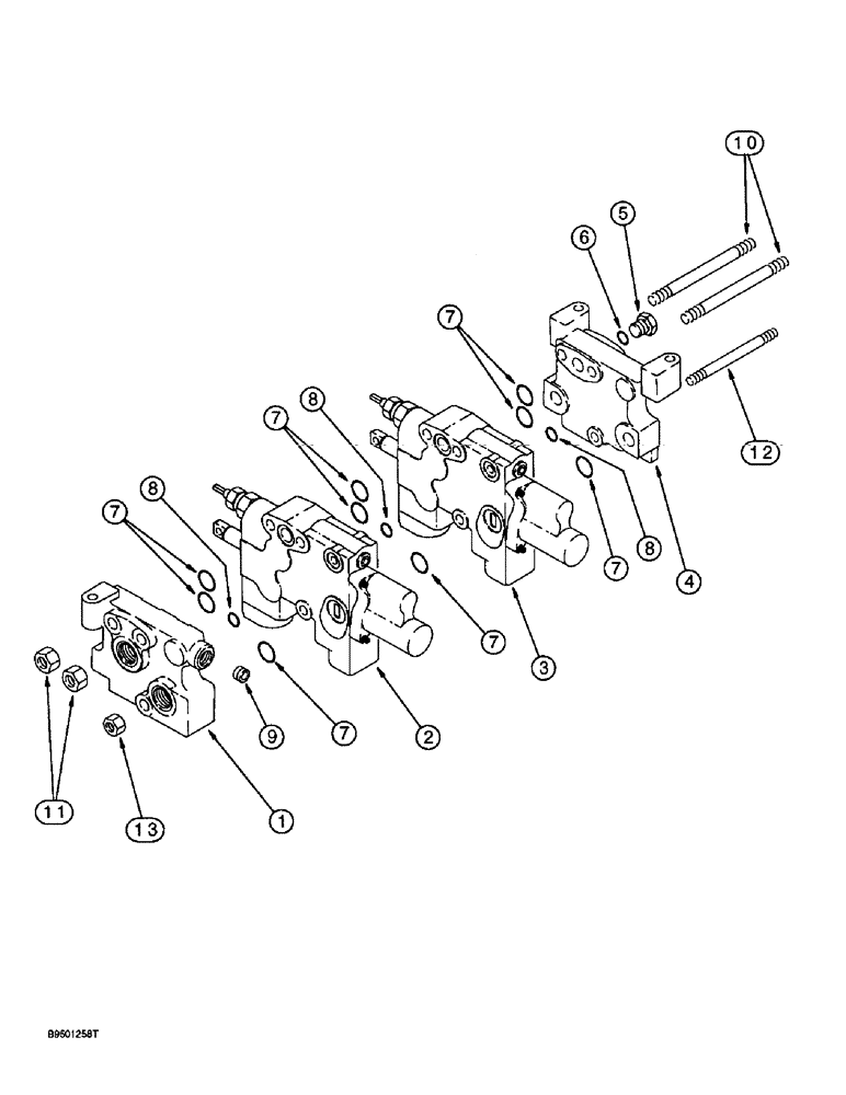 Схема запчастей Case 580SL - (8-134) - AUXILIARY VALVE, TWO SPOOL (08) - HYDRAULICS