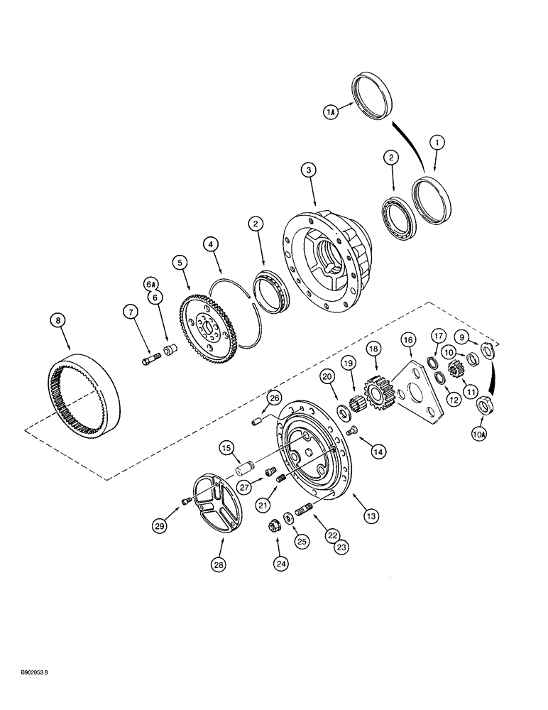 Схема запчастей Case 480F LL - (6-35A) - 109935A1 FRONT DRIVE AXLE - CARRARO 710 N0.126809, PLANETARY (06) - POWER TRAIN