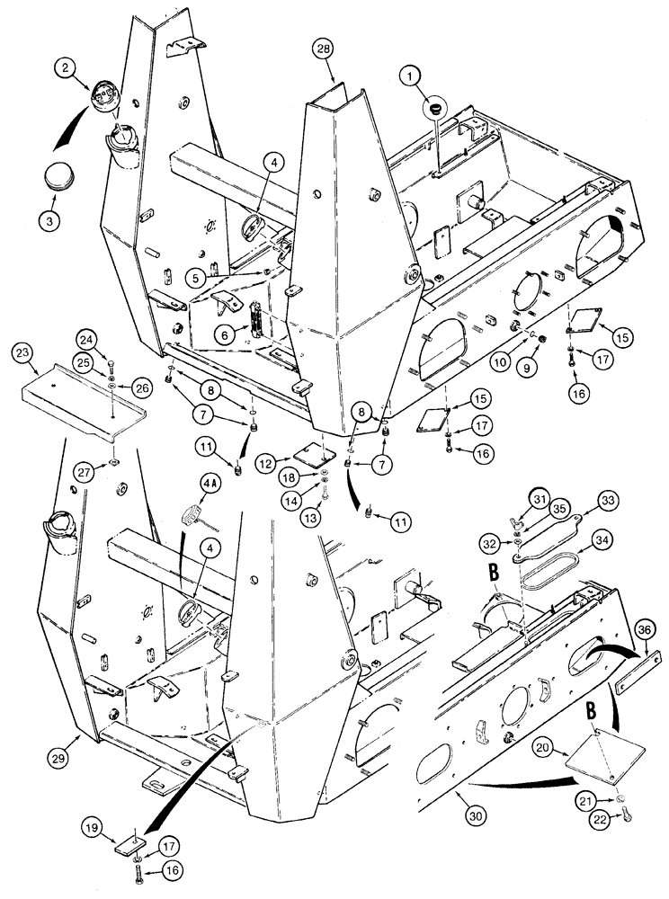 Схема запчастей Case 1835C - (9-02) - CHASSIS, PRIOR TO P.I.N. JAF0130893 (09) - CHASSIS/ATTACHMENTS