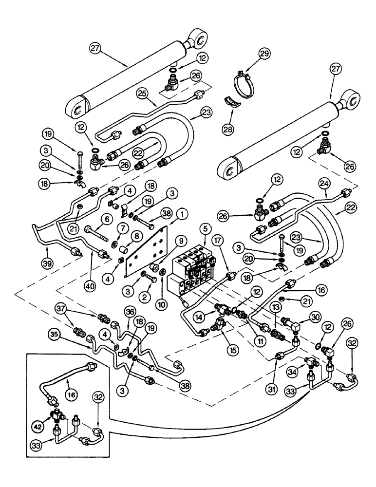 Схема запчастей Case 580SK - (8-046) - LIFT CYLINDER, LOADER, SERVOPOWER VERSION, S/N JJH0046382 AND UP (08) - HYDRAULICS