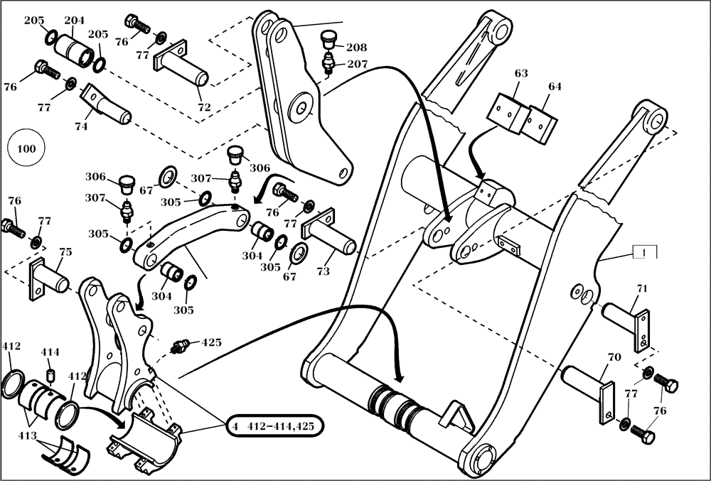 Схема запчастей Case 221D - (60.501[003]) - LOADER BOOM MOUNTING PARTS (S/N 581117-UP) (82) - FRONT LOADER & BUCKET