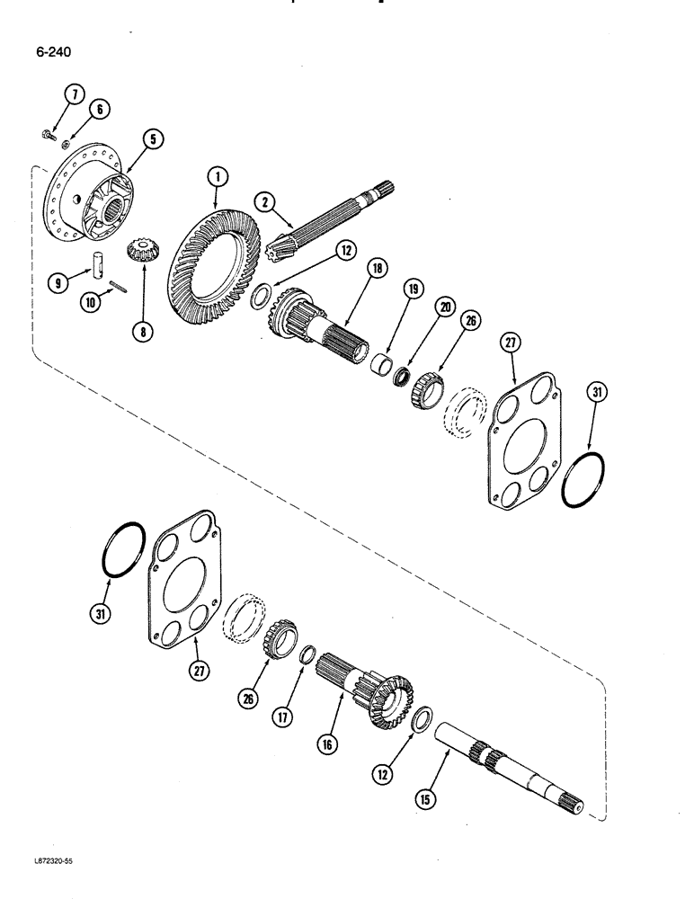 Схема запчастей Case 580K - (06-240) - TRANSAXLE DIFFERENTIAL (06) - POWER TRAIN