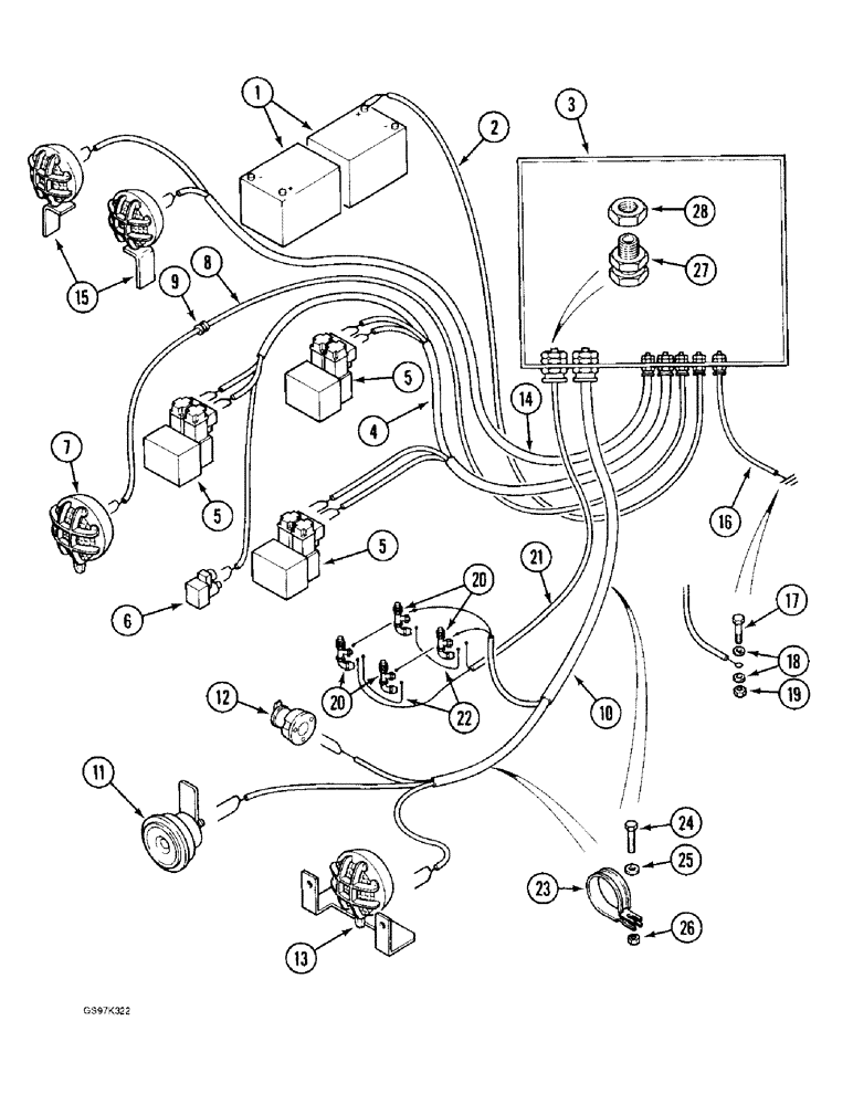 Схема запчастей Case 170C - (4-32) - TURNTABLE ELECTRICAL HARNESS, P.I.N. 74501 AND AFTER (04) - ELECTRICAL SYSTEMS