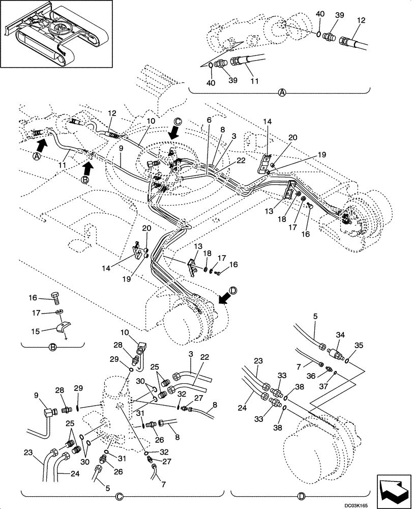 Схема запчастей Case CX47 - (08-13[00]) - HYDRAULIC LINES - LOWER (08) - HYDRAULICS