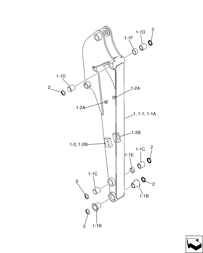 Схема запчастей Case CX17B - (03-014) - ARM, LONG 1.20M (84) - BOOMS, DIPPERS & BUCKETS