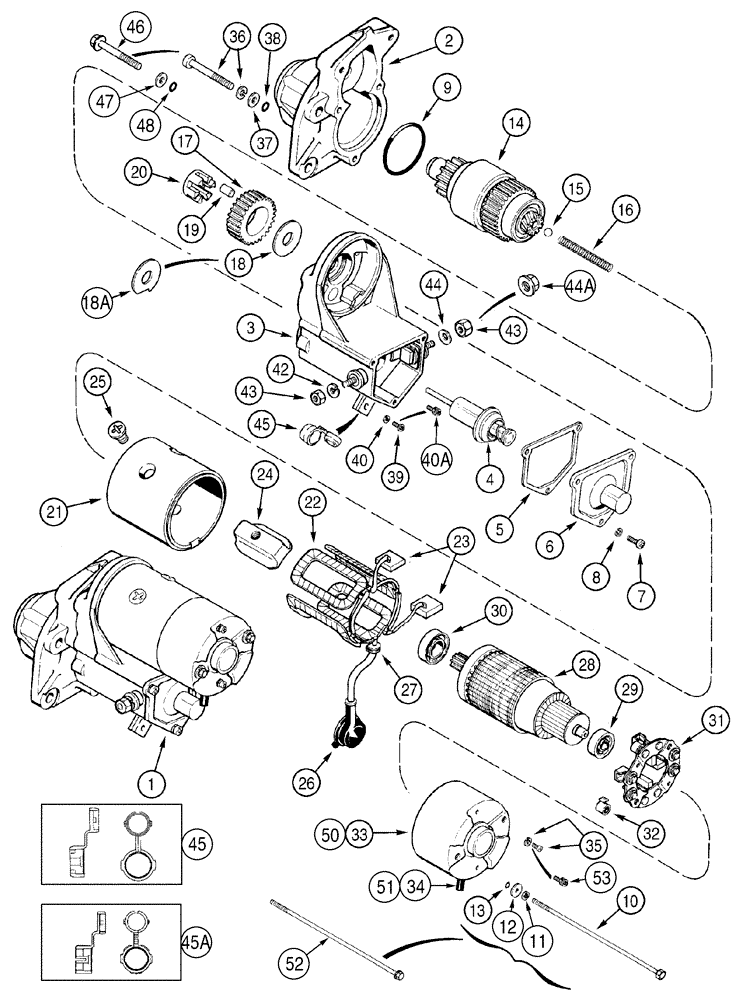 Схема запчастей Case 90XT - (04-01) - STARTER ASSEMBLY (04) - ELECTRICAL SYSTEMS