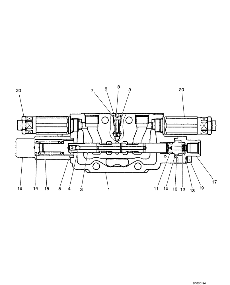 Схема запчастей Case CX31 - (08-55[00]) - VALVE ASSY - STRAIGHT TRAVEL (CX31 ASN PW10 - 22001) (08) - HYDRAULICS