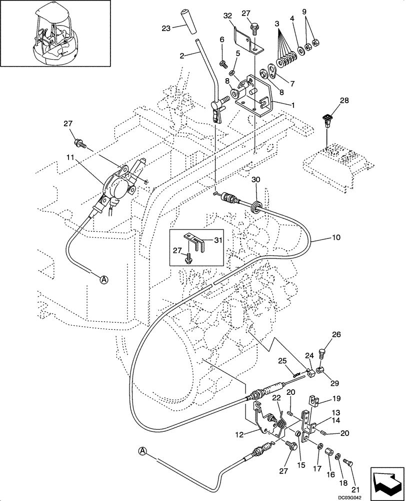 Схема запчастей Case CX25 - (02-03[00]) - ENGINE, CONTROL ASSY WITH DECELERATION (02) - ENGINE