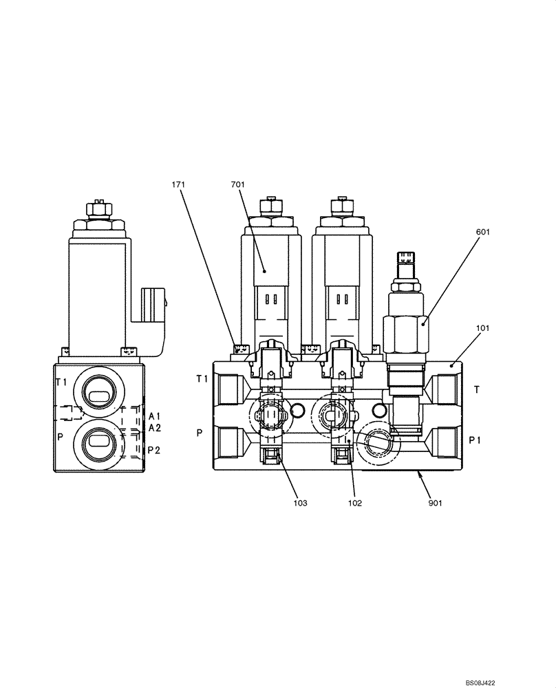 Схема запчастей Case CX50B - (07-046) - VALVE ASSY, SOLENOID (PX35V00003F1) ELECTRICAL AND HYDRAULIC COMPONENTS