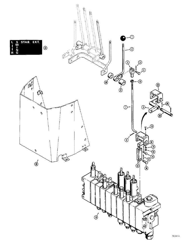 Схема запчастей Case 780 - (506) - BACKHOE EXTENDABLE DIPPER CONTROL, USED ON MODELS WITH SINGLE BACKHOE CONTROL TWR (09) - CHASSIS/ATTACHMENTS