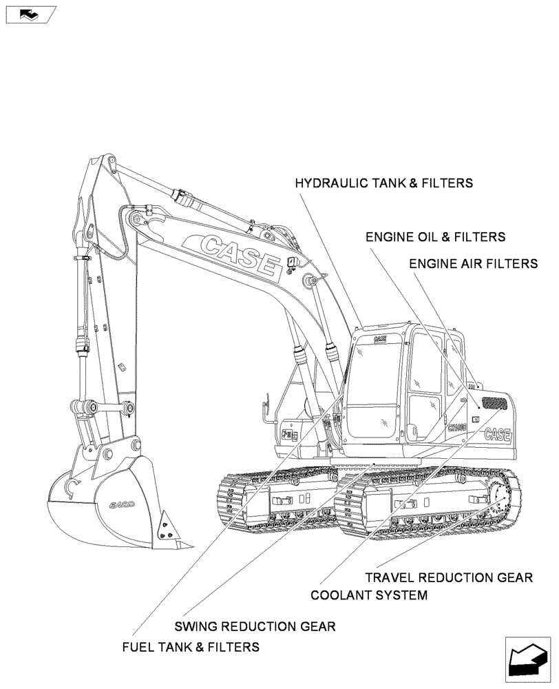 Схема запчастей Case CX160B - (00-01) - FILTERS AND CAPACITIES (00) - PICTORIAL INDEX