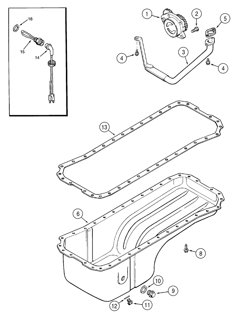 Схема запчастей Case 521D - (02-19) - OIL PUMP, PAN - HEATER (02) - ENGINE