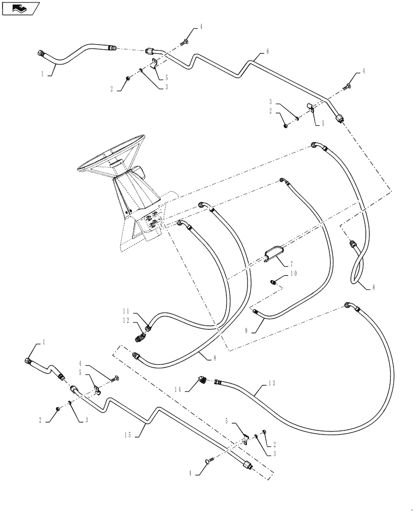 Схема запчастей Case 588H - (41.200.01) - STEERING HYDRAULIC LINES AND FITTINGS (41) - STEERING