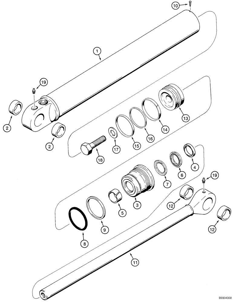 Схема запчастей Case 70XT - (08-52) - CYLINDER ASSY - BACKHOE BOOM (D125) (08) - HYDRAULICS