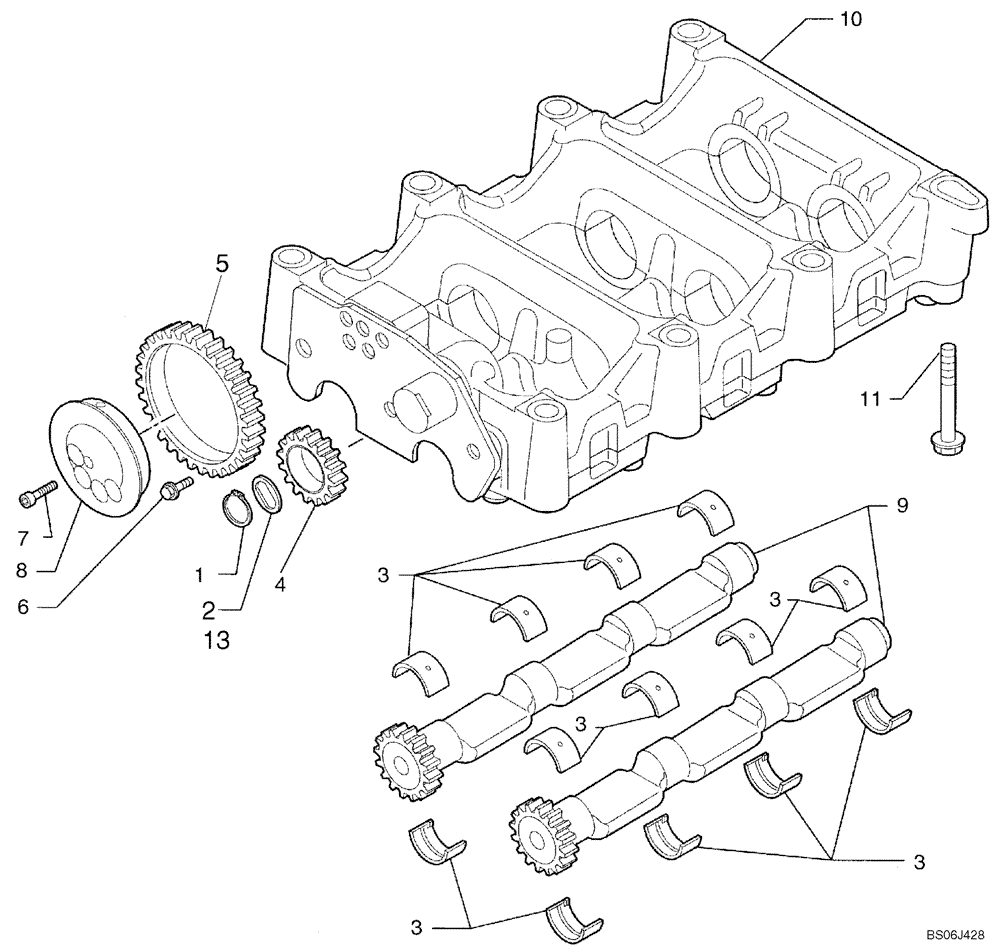 Схема запчастей Case 580SM - (02-26) - DYNAMIC BALANCER, GEARS & SHAFTS (02) - ENGINE