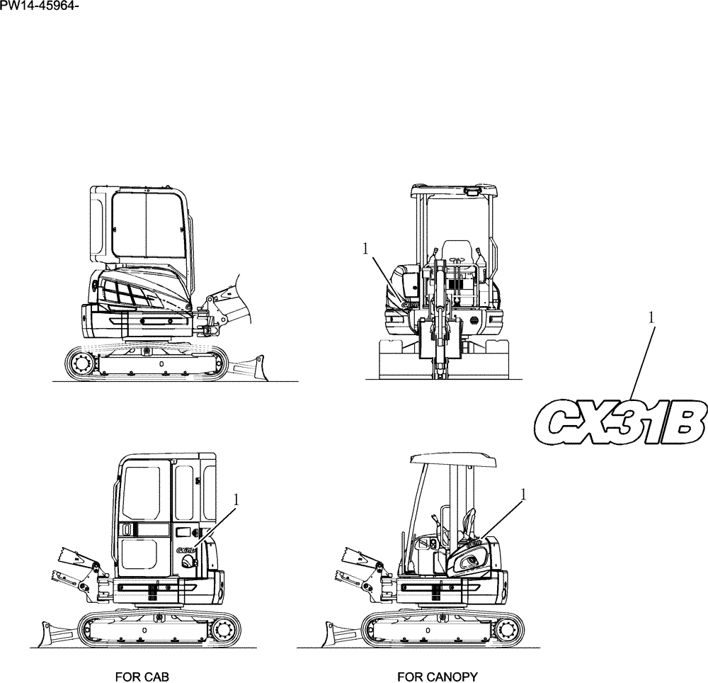 Схема запчастей Case CX31B - (968-29[1]) - NAME PLATE INSTAL MODEL (00) - GENERAL & PICTORIAL INDEX