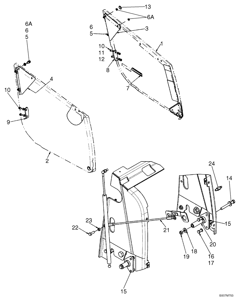 Схема запчастей Case 590SM - (09-38) - HOOD - PANELS, SIDE (09) - CHASSIS/ATTACHMENTS