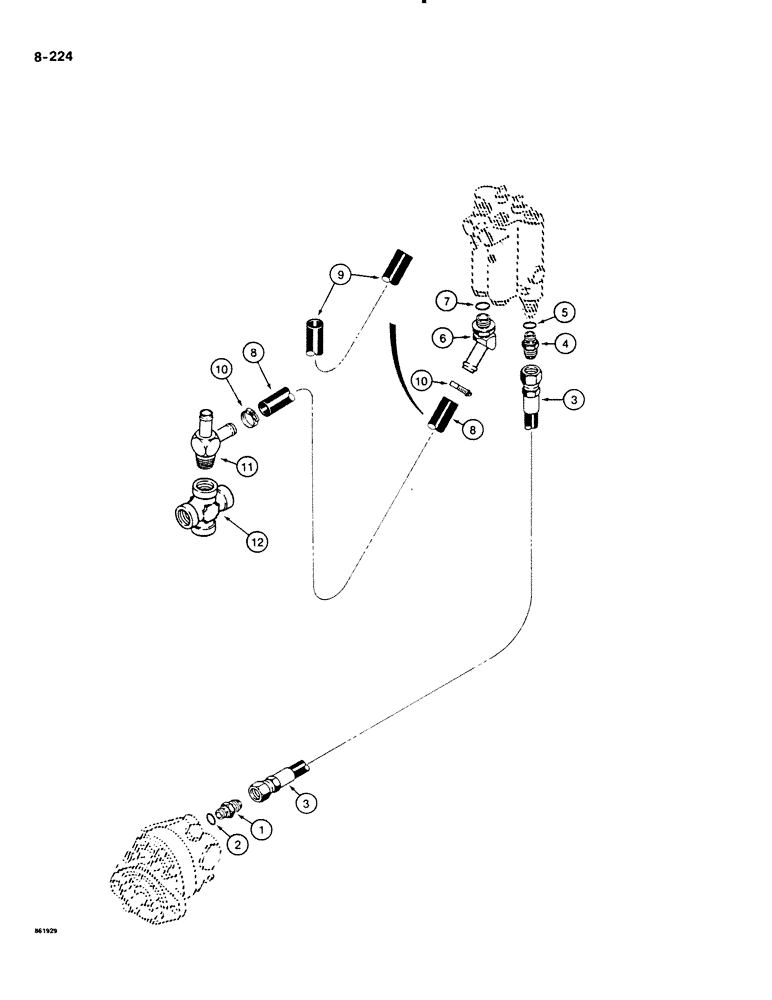 Схема запчастей Case DH4B - (8-224) - BACKFILL BLADE CONTROL VALVE SUPPLY AND RETURN LINES, MODELS WITHOUT BACKFILL BLADE UNDER PLOW (08) - HYDRAULICS