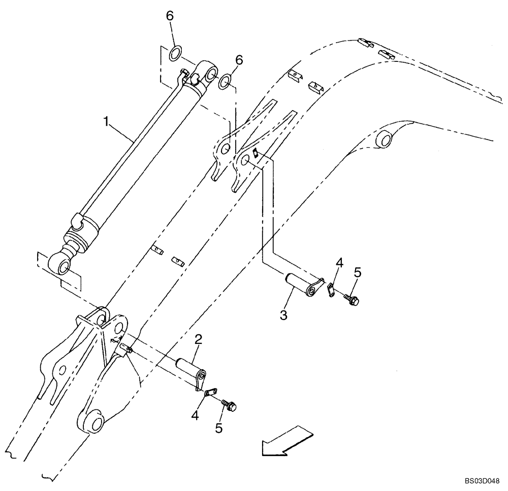 Схема запчастей Case CX75SR - (09-54) - ARM CYLINDER MOUNTING - MODELS WITH STANDARD BOOM (09) - CHASSIS/ATTACHMENTS