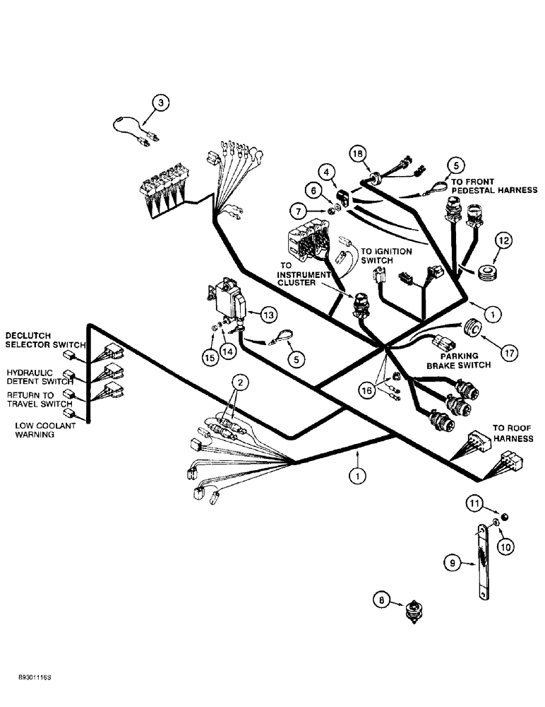 Схема запчастей Case 621B - (4-24) - MAIN CANOPY HARNESS, TRANSMISSION CONTROL (04) - ELECTRICAL SYSTEMS