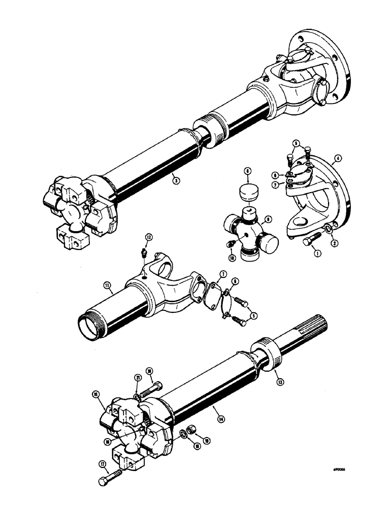 Схема запчастей Case 400 - (040) - TRANSMISSION DRIVE SHAFT, BEFORE TRACTOR SERIAL NUMBER 6579 (03) - TRANSMISSION