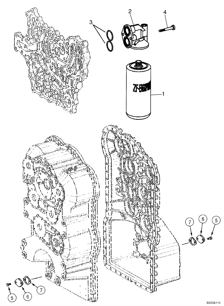 Схема запчастей Case 721E - (06-20) - TRANSMISSION - FILTER, OIL AND FILLER COVER - PRIOR TO P.I.N. N8F203816 (06) - POWER TRAIN