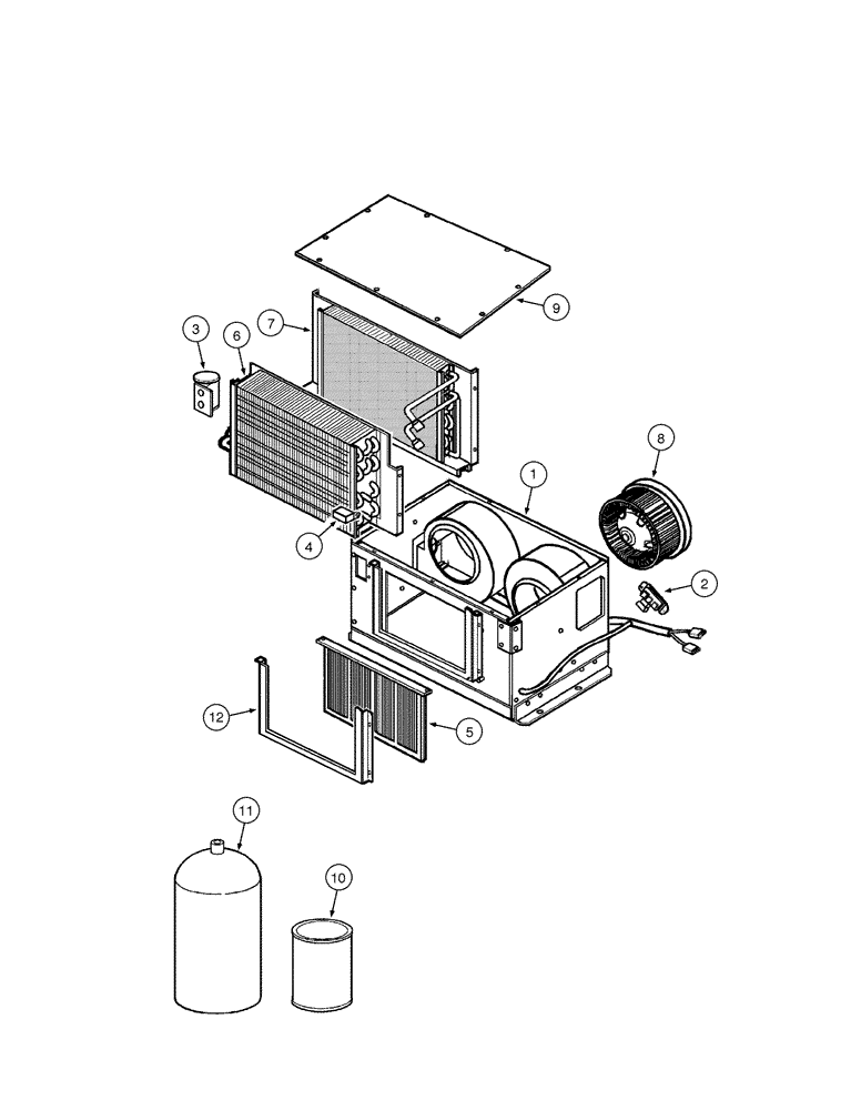 Схема запчастей Case 845 - (09-094[01]) - AIR CONDITIONING - EVAPORATOR MOUNTING (09) - CHASSIS