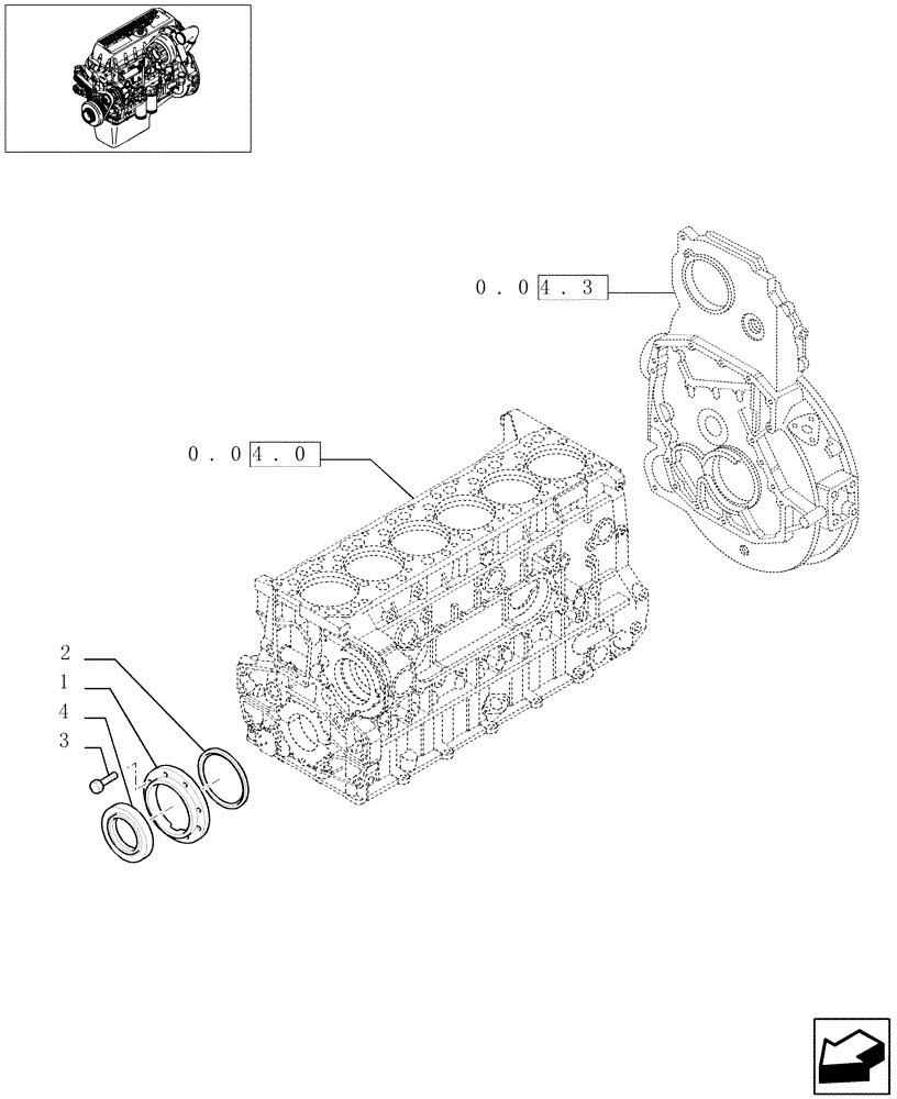 Схема запчастей Case F3AE0684G B003 - (0.04.3/1[01]) - ENGINE BLOCK FRONT COVER (500308638) 