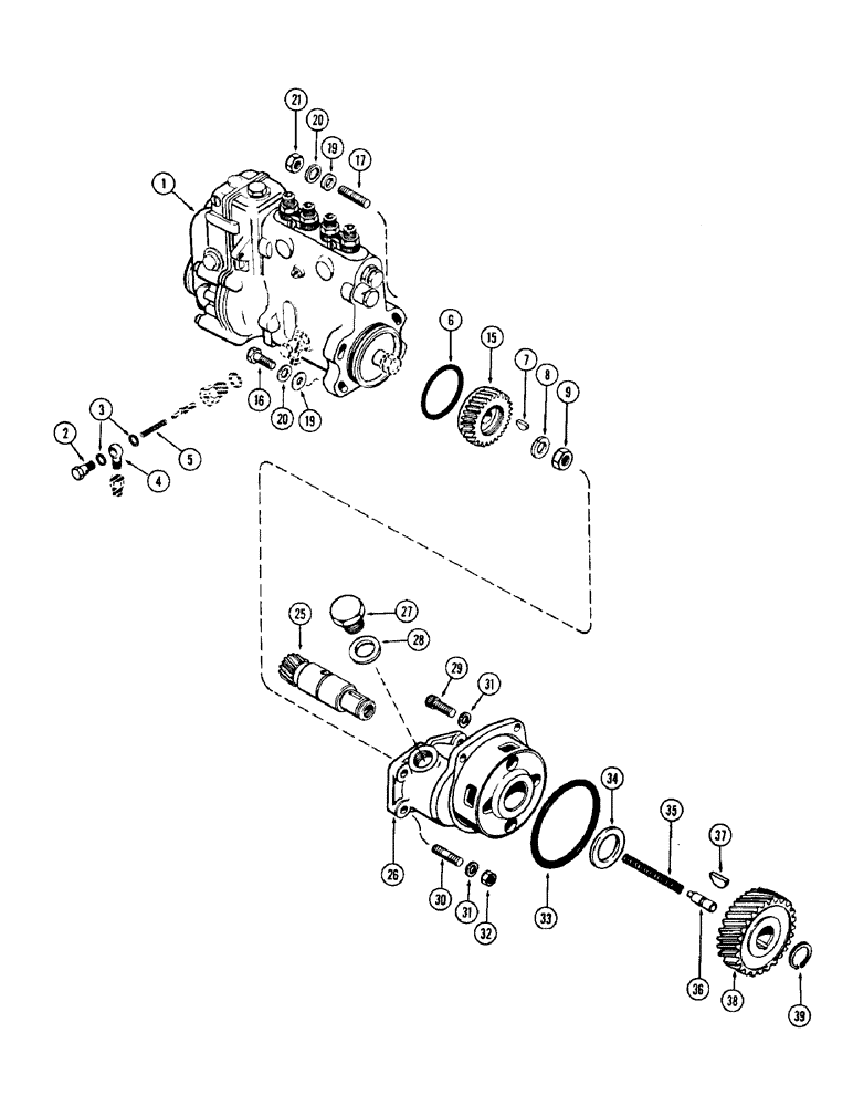 Схема запчастей Case W7 - (038) - FUEL INJECTION PUMP AND DRIVE, (301) DIESEL ENGINE (03) - FUEL SYSTEM