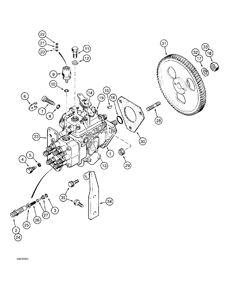 Схема запчастей Case 1150E - (3-22) - FUEL INJECTION PUMP AND DRIVE, 6T-590 ENGINE (03) - FUEL SYSTEM