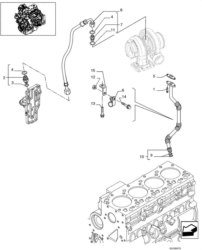 Схема запчастей Case 750L - (02-16) - TURBOCHARGER - DRAIN LINE (02) - ENGINE