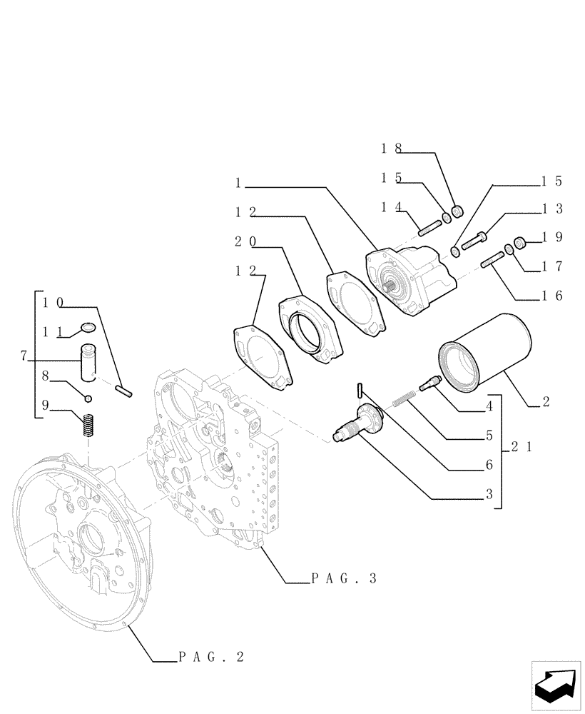 Схема запчастей Case TX945 - (1.28.A[07]) - TRANSMISSION - COMPONENTS (21) - TRANSMISSION