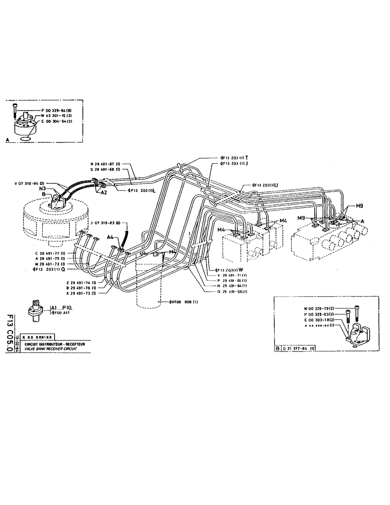 Схема запчастей Case 220 - (B-048) - VALVE BANK RECEIVER CIRCUIT (07) - HYDRAULIC SYSTEM