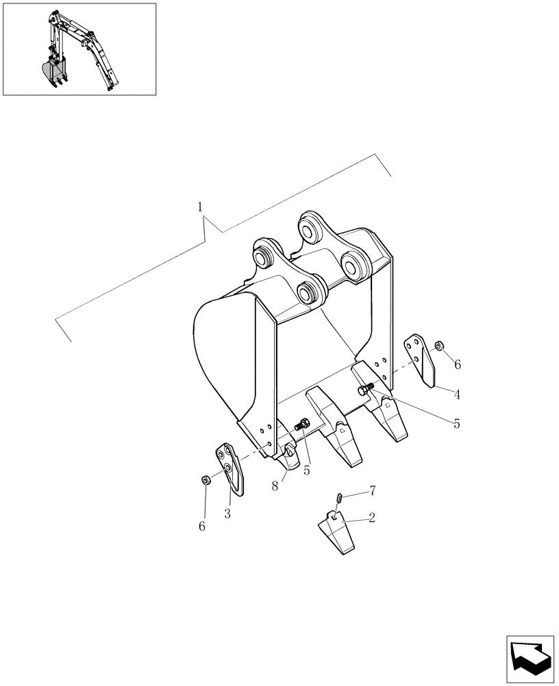 Схема запчастей Case CX22B - (5.0105[01]) - BUCKET (L=500MM) - 747639010 (84) - BOOMS, DIPPERS & BUCKETS