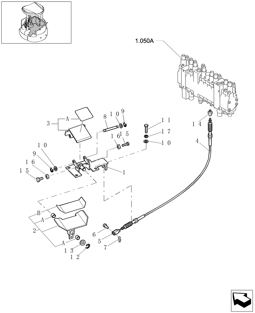 Схема запчастей Case CX31B - (1.070[07]) - CONTROL OPERATORS - PEDAL INSTAL (90) - PLATFORM, CAB, BODYWORK AND DECALS