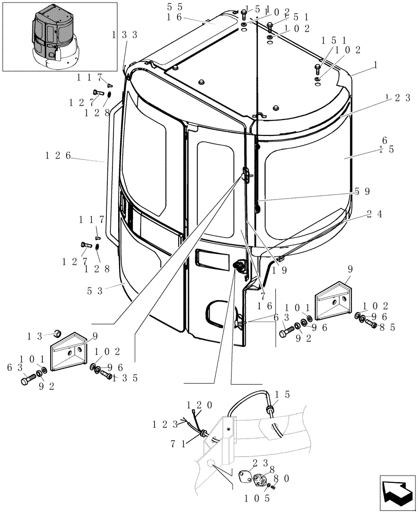 Схема запчастей Case CX27B - (1.250B[01]) - CAB (01) - Section 1