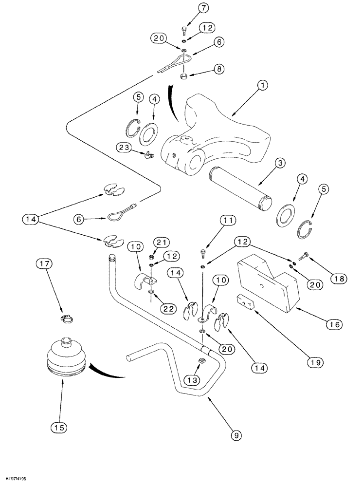 Схема запчастей Case 580SL - (9-052) - BOOM LATCH (09) - CHASSIS/ATTACHMENTS